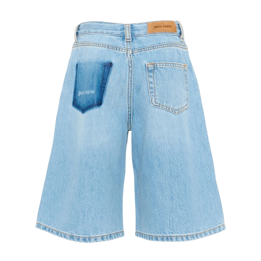 Palm Angels Kids Logo Baggy Denim Bermuda