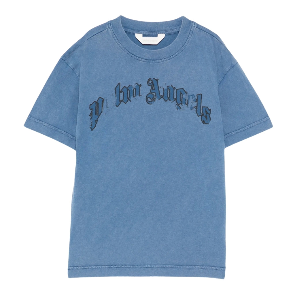 Palm Angels Kids Curved Logo Faded Tee