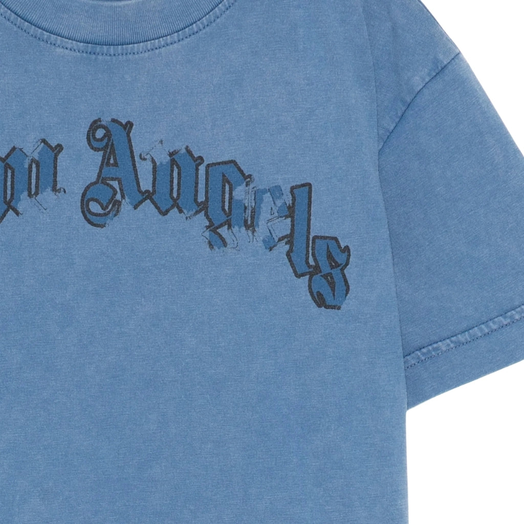 Palm Angels Kids Curved Logo Faded Tee