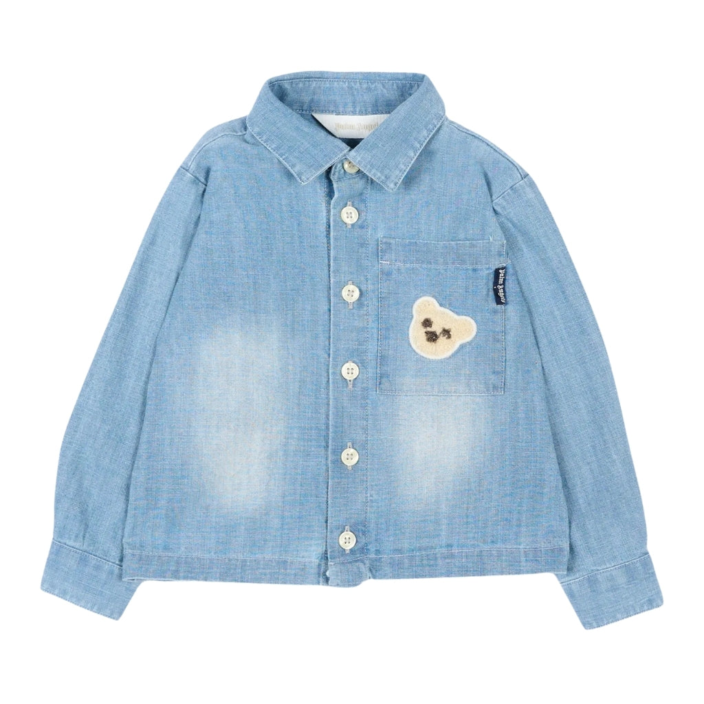 Palm Angels Kids Patch Logo Chambray Shirt