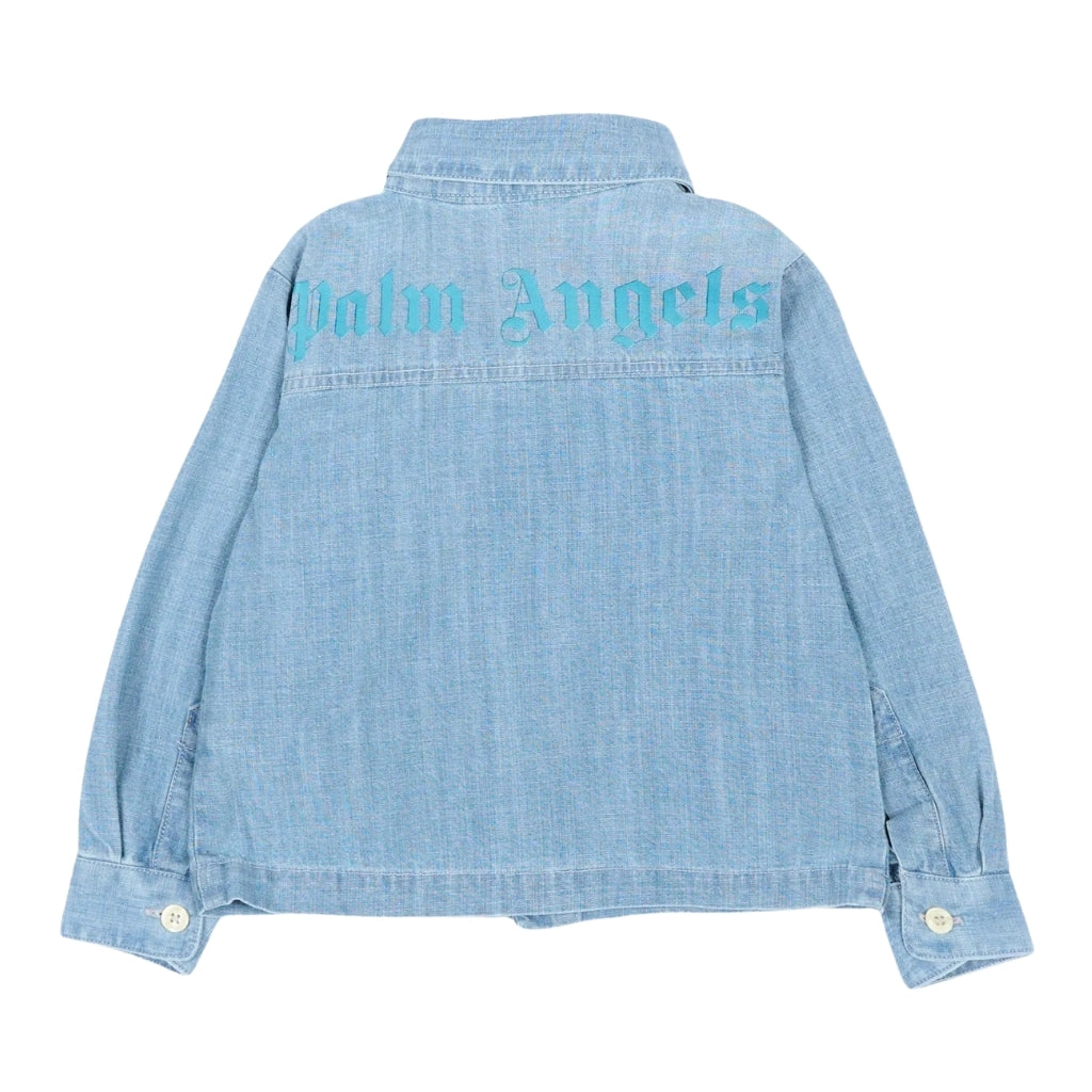 Palm Angels Kids Patch Logo Chambray Shirt