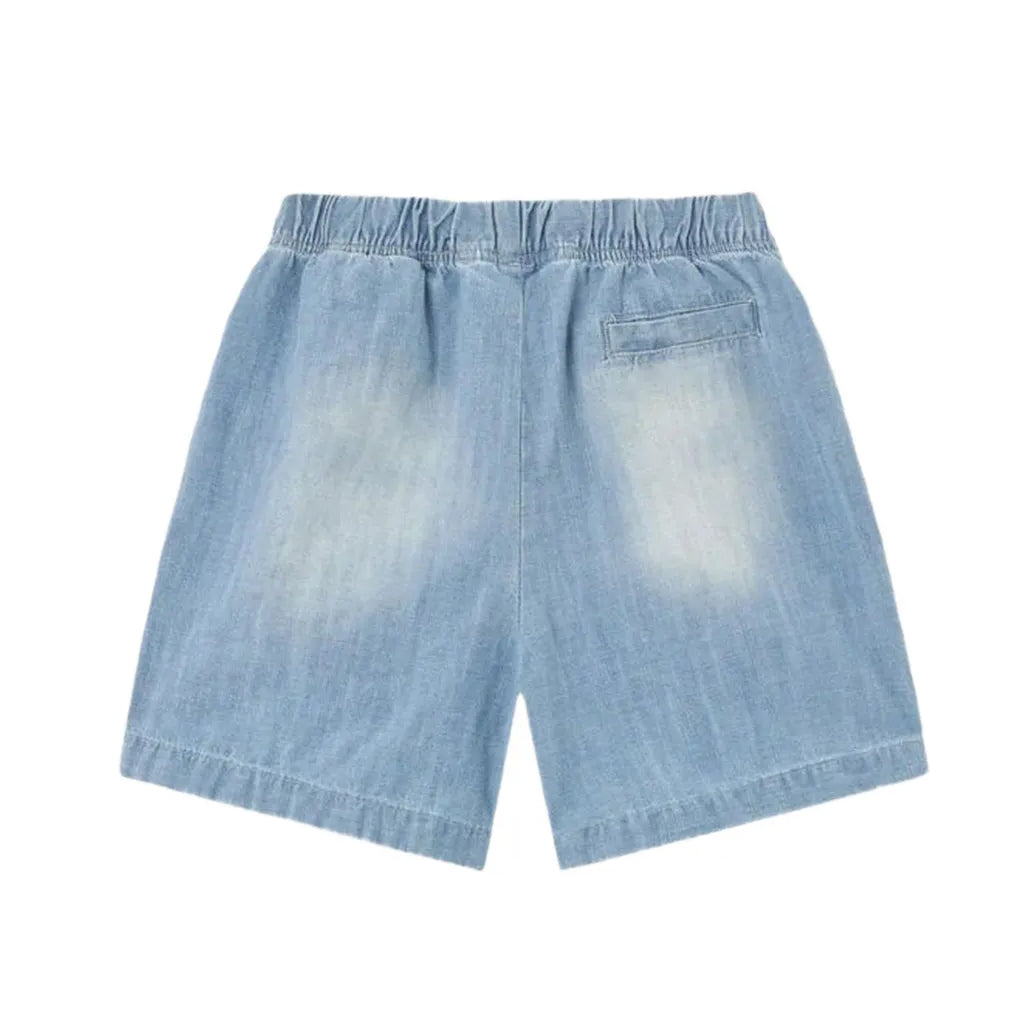 Palm Angels Kids Bear Patch Chambray Shorts