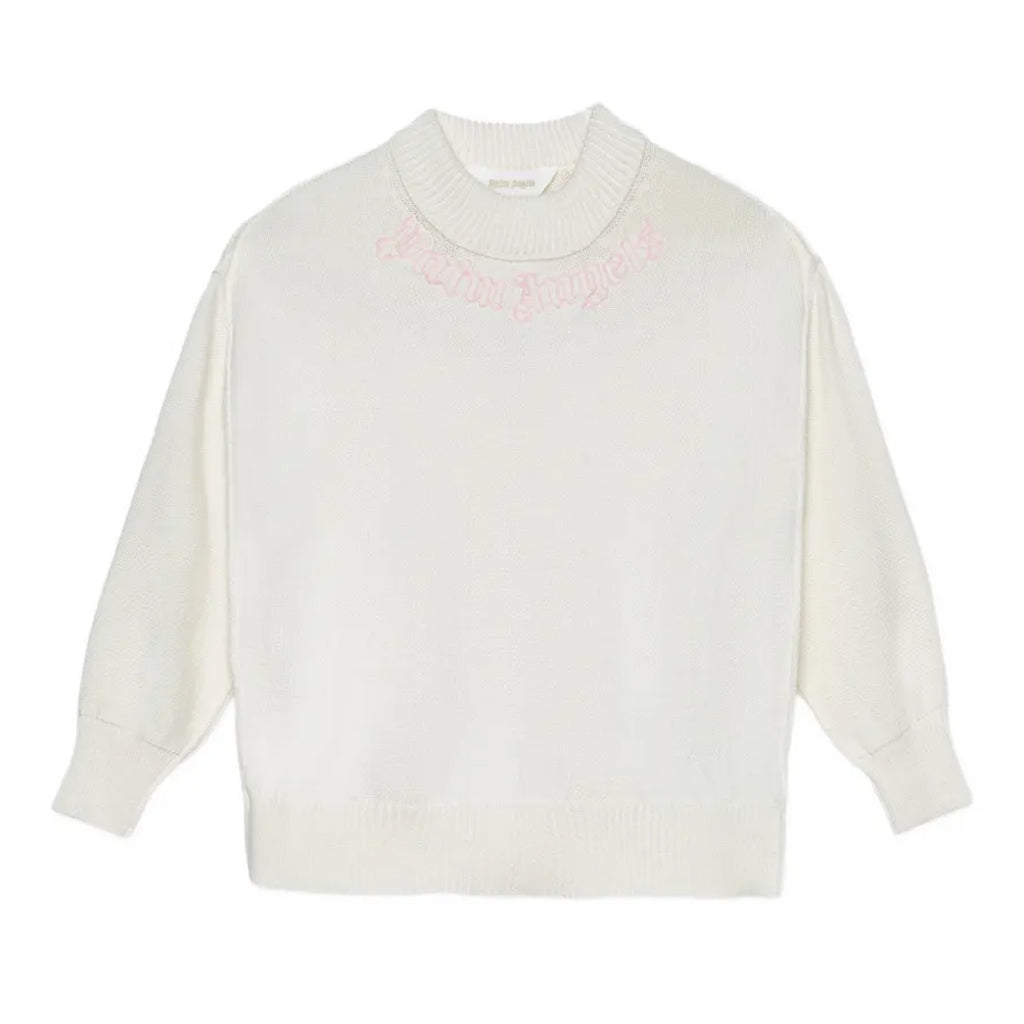 Palm Angels Kids Neck Logo Knit Crewneck
