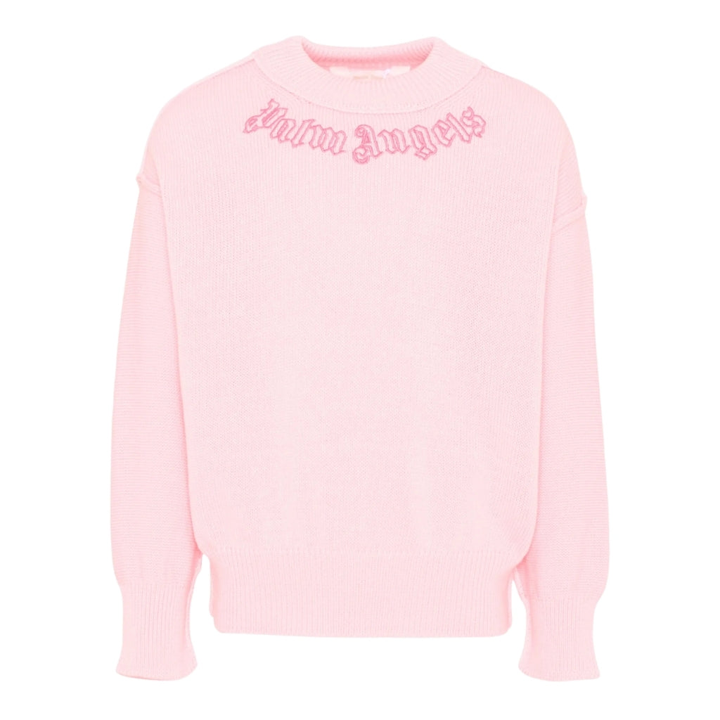 Palm Angels Kids Neck Logo Knit Crewneck