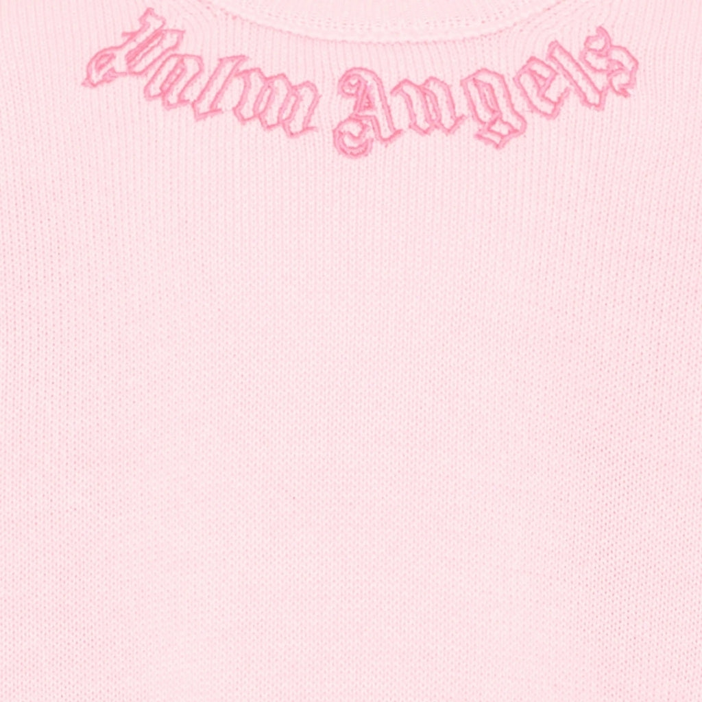Palm Angels Kids Neck Logo Knit Crewneck