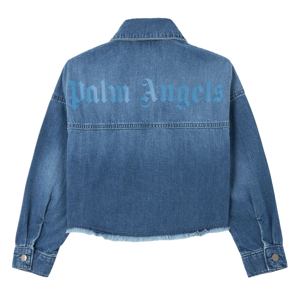 Palm Angels Kids Chambray Overshirt Raw Edge