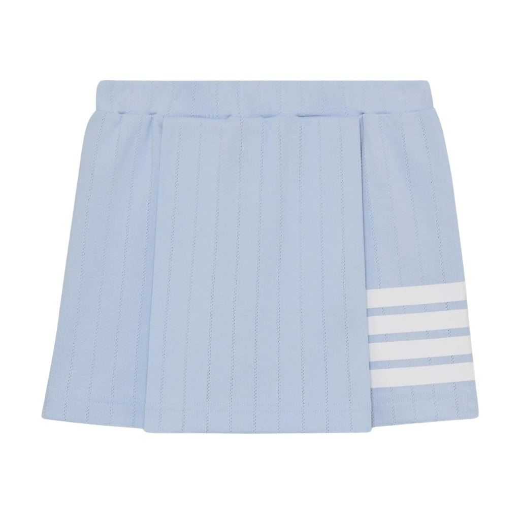 Thom Browne Kids Mini Pleated Skirt in Pointelle Cotton