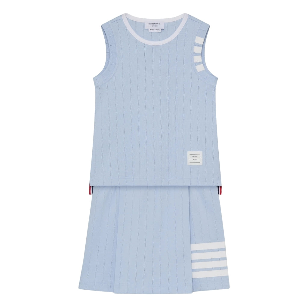 Thom Browne Kids Ringer Tank in Pointelle Cotton