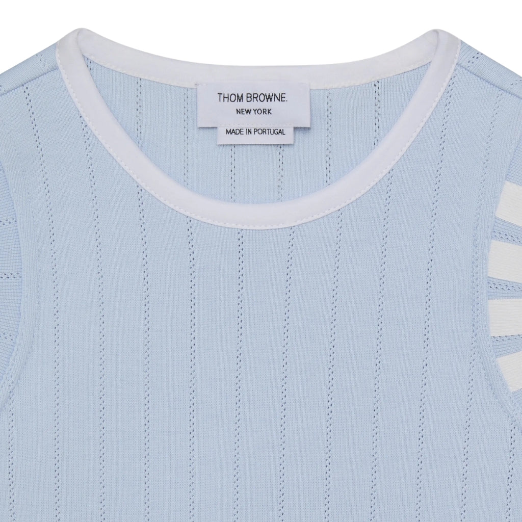 Thom Browne Kids Ringer Tank in Pointelle Cotton