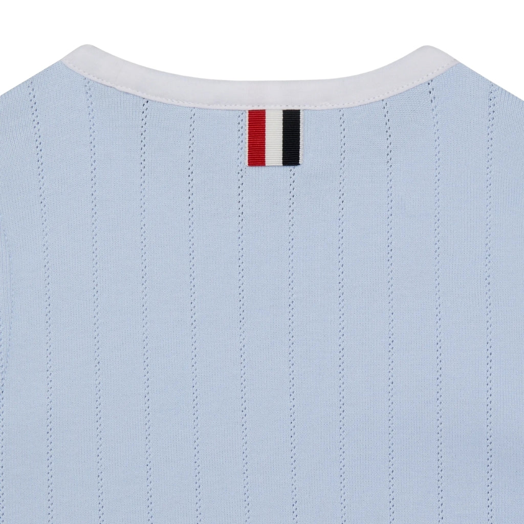 Thom Browne Kids Ringer Tank in Pointelle Cotton