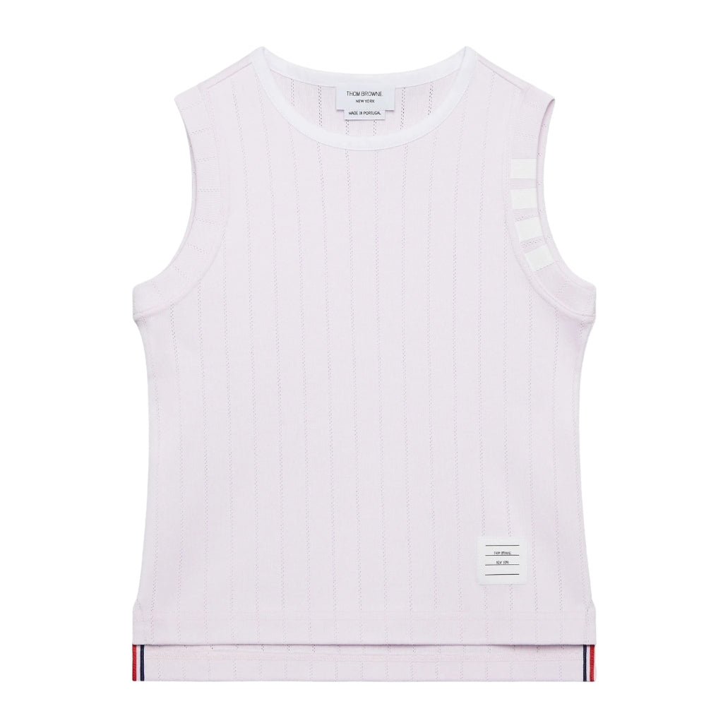 Thom Browne Kids Ringer Tank in Pointelle Cotton