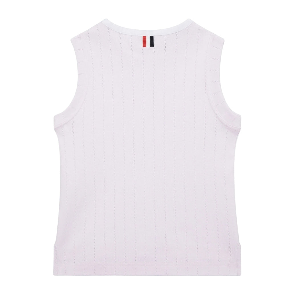 Thom Browne Kids Ringer Tank in Pointelle Cotton