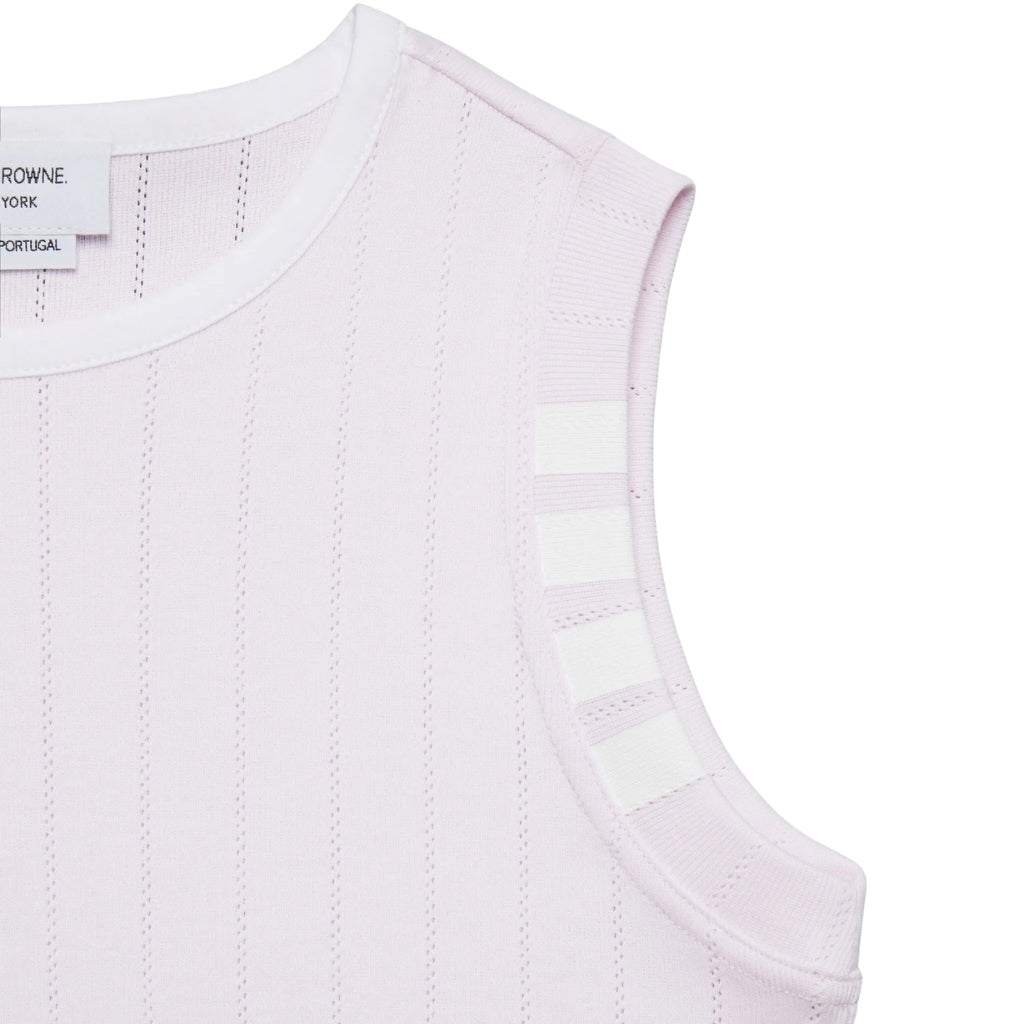 Thom Browne Kids Ringer Tank in Pointelle Cotton