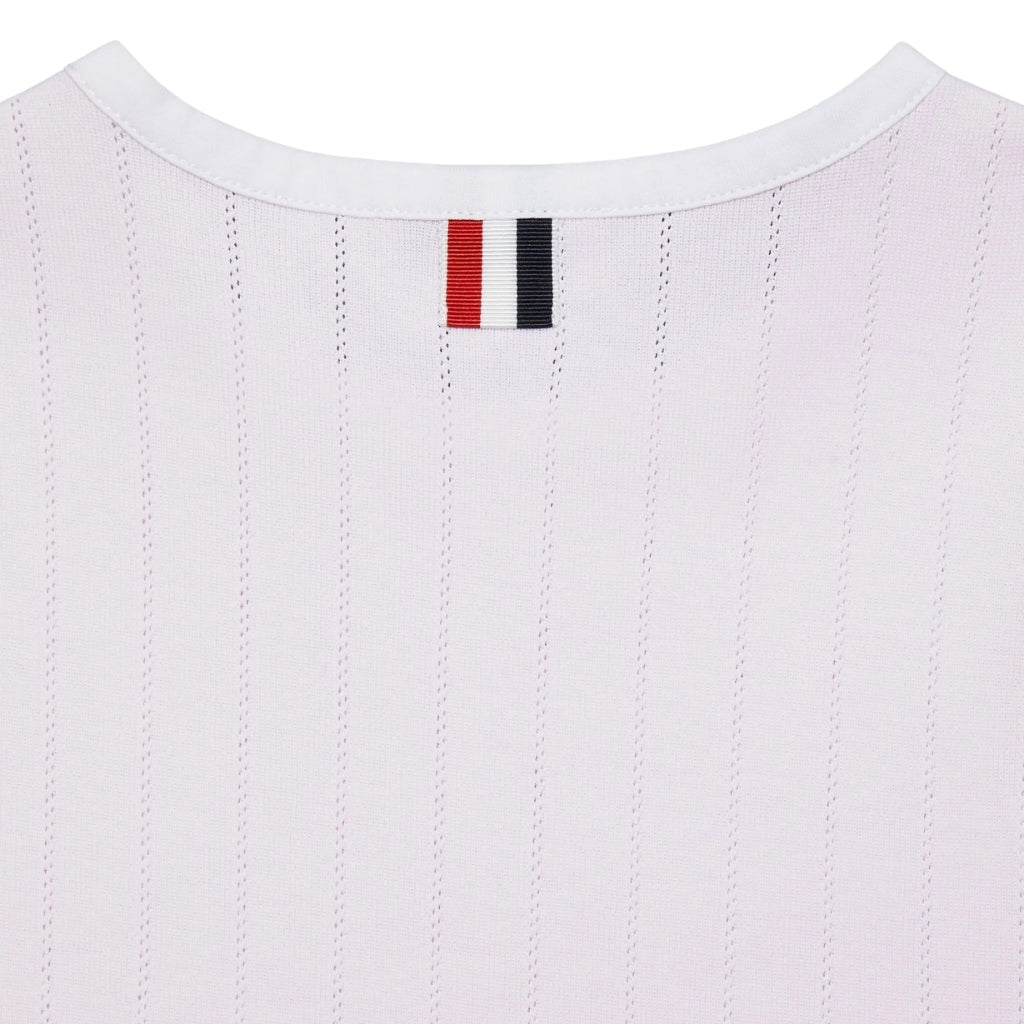 Thom Browne Kids Ringer Tank in Pointelle Cotton