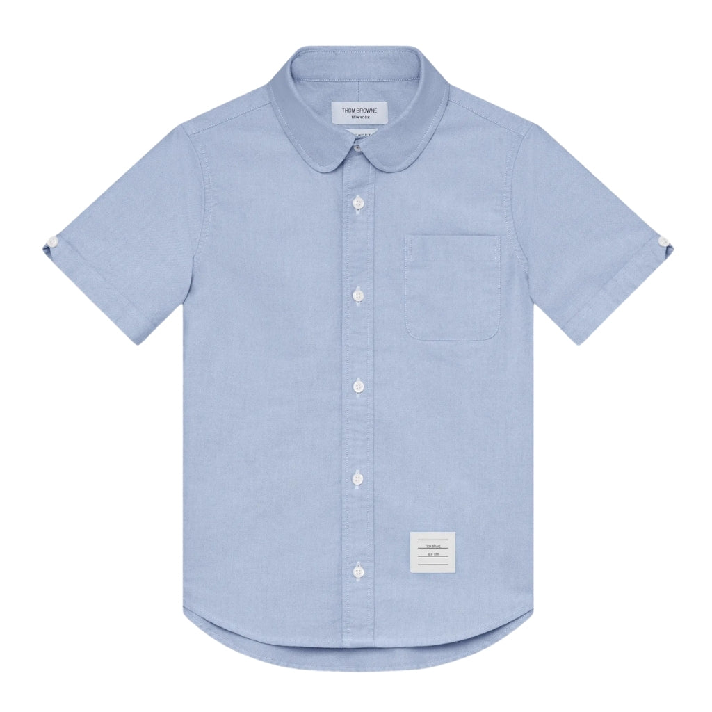 Thom Browne Kids Round Collar Oxford Shirt