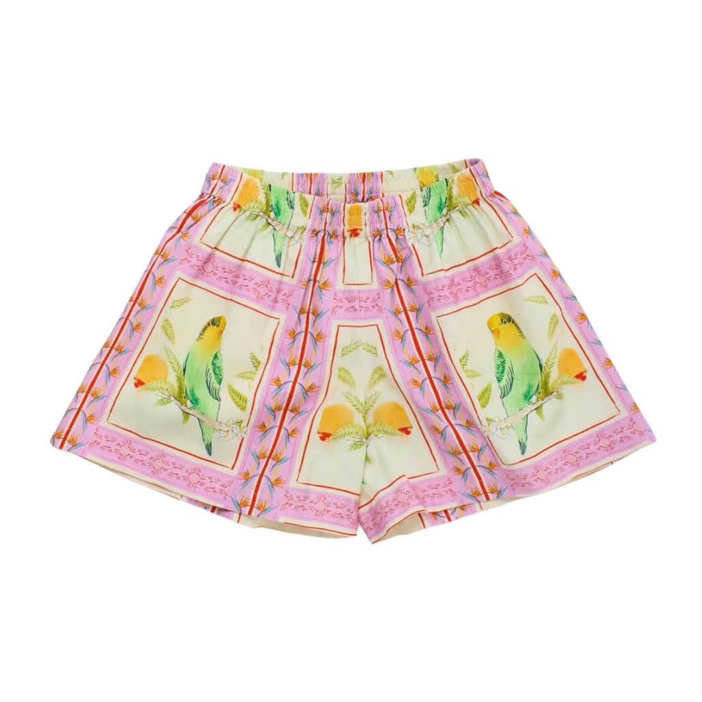 Maison Mangostan Birds Patchwork Shorts