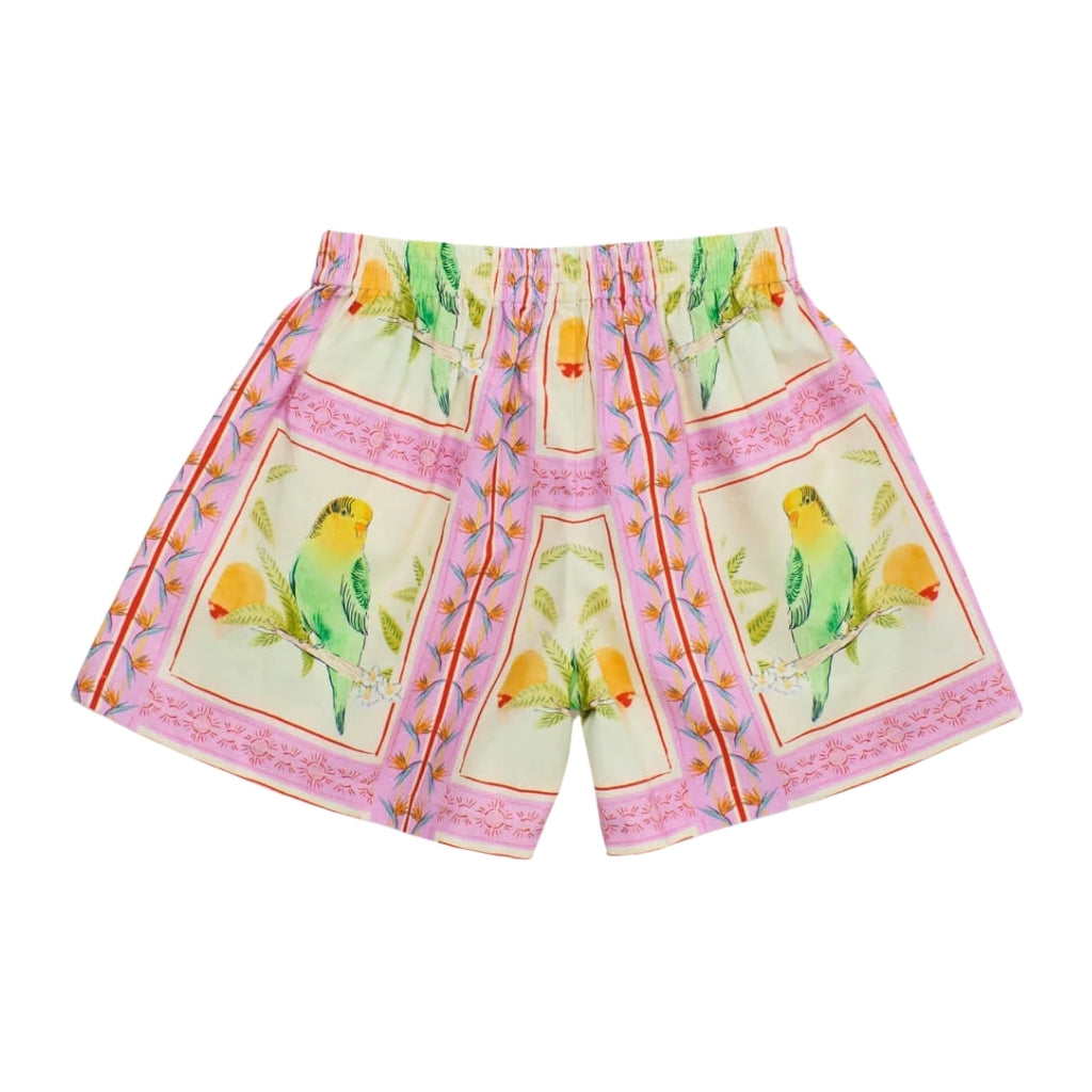 Maison Mangostan Birds Patchwork Shorts