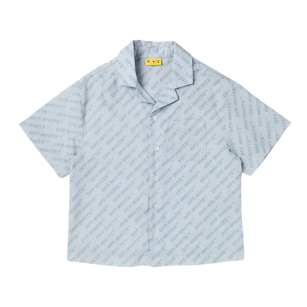 Off-White Kids Logo All-Over Print Bowling Shirt