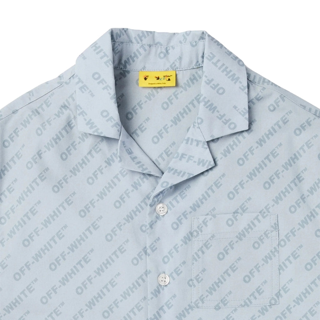 Off-White Kids Logo All-Over Print Bowling Shirt