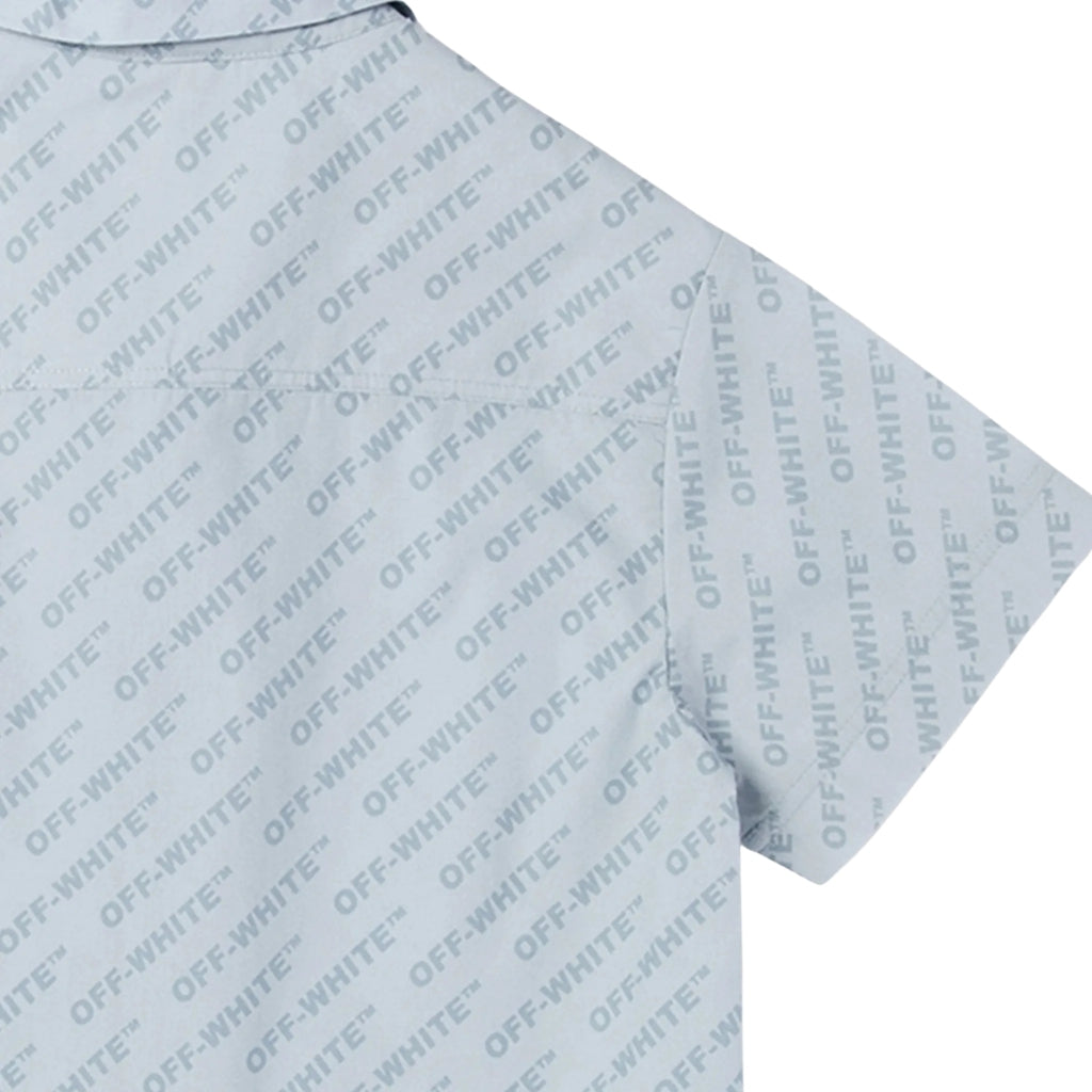 Off-White Kids Logo All-Over Print Bowling Shirt
