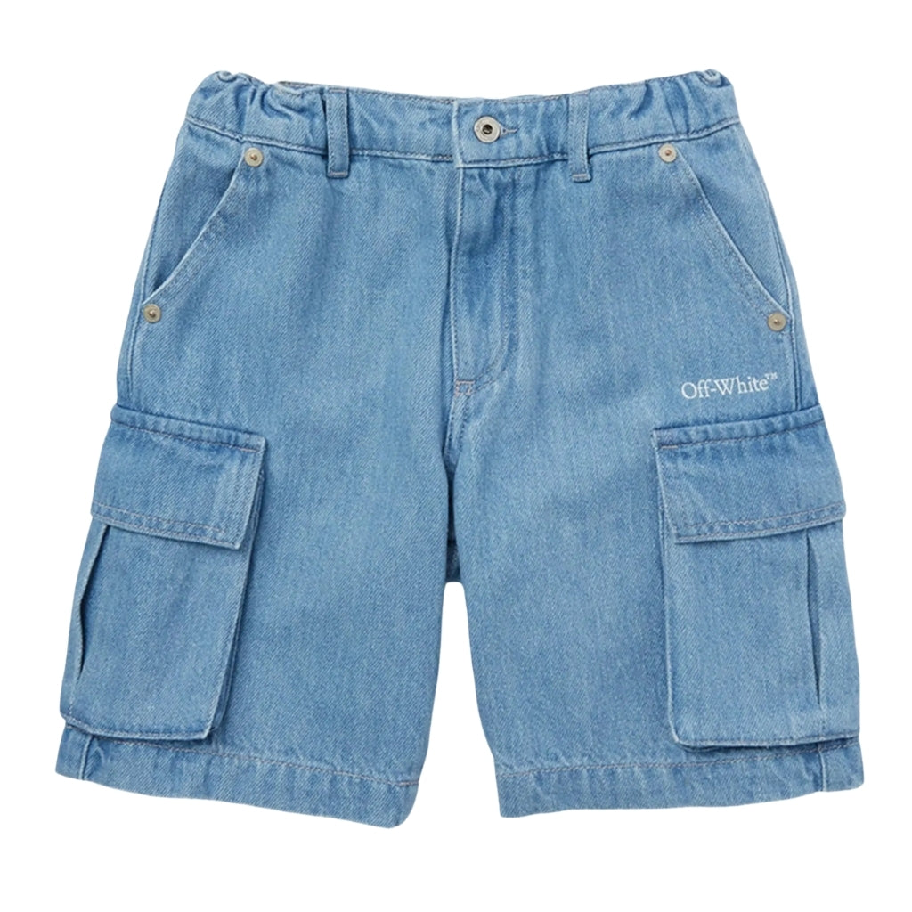 Off-White Kids Diag Sketch Denim Cargo Shorts