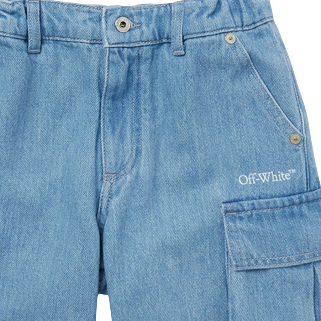 Off-White Kids Diag Sketch Denim Cargo Shorts