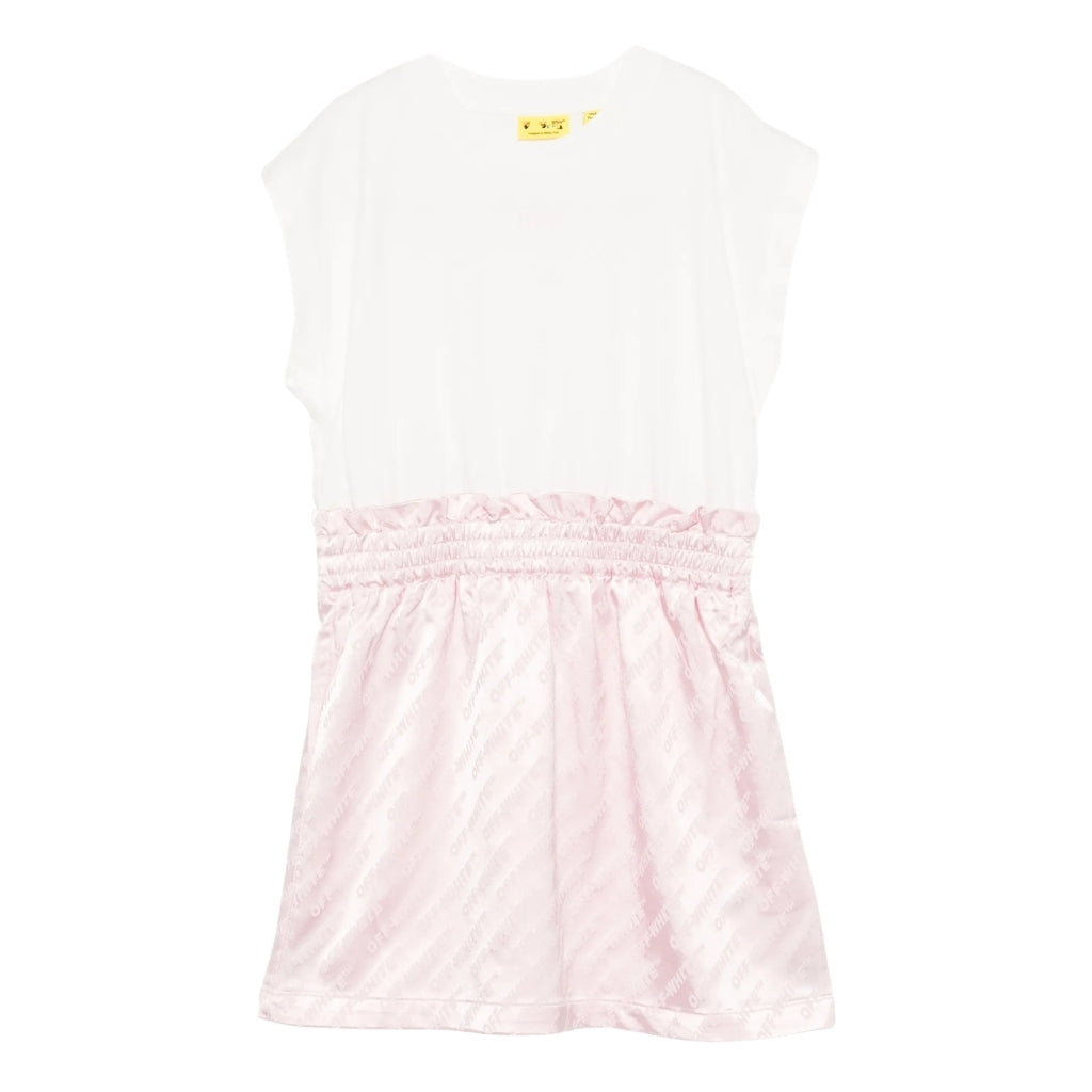 Off-White Kids Jacquard Off Satin Mix Dress