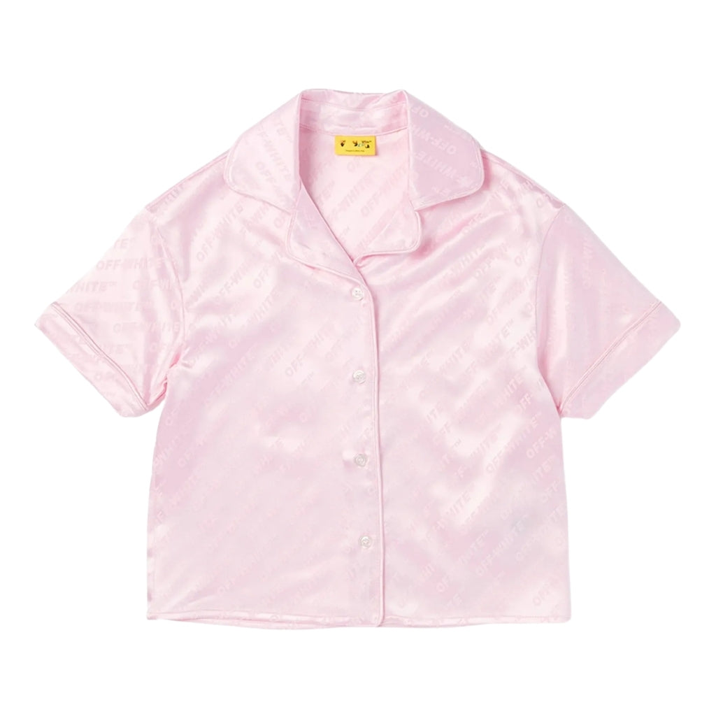 Off-White Kids Jacquard Off Satin Shirt S/S