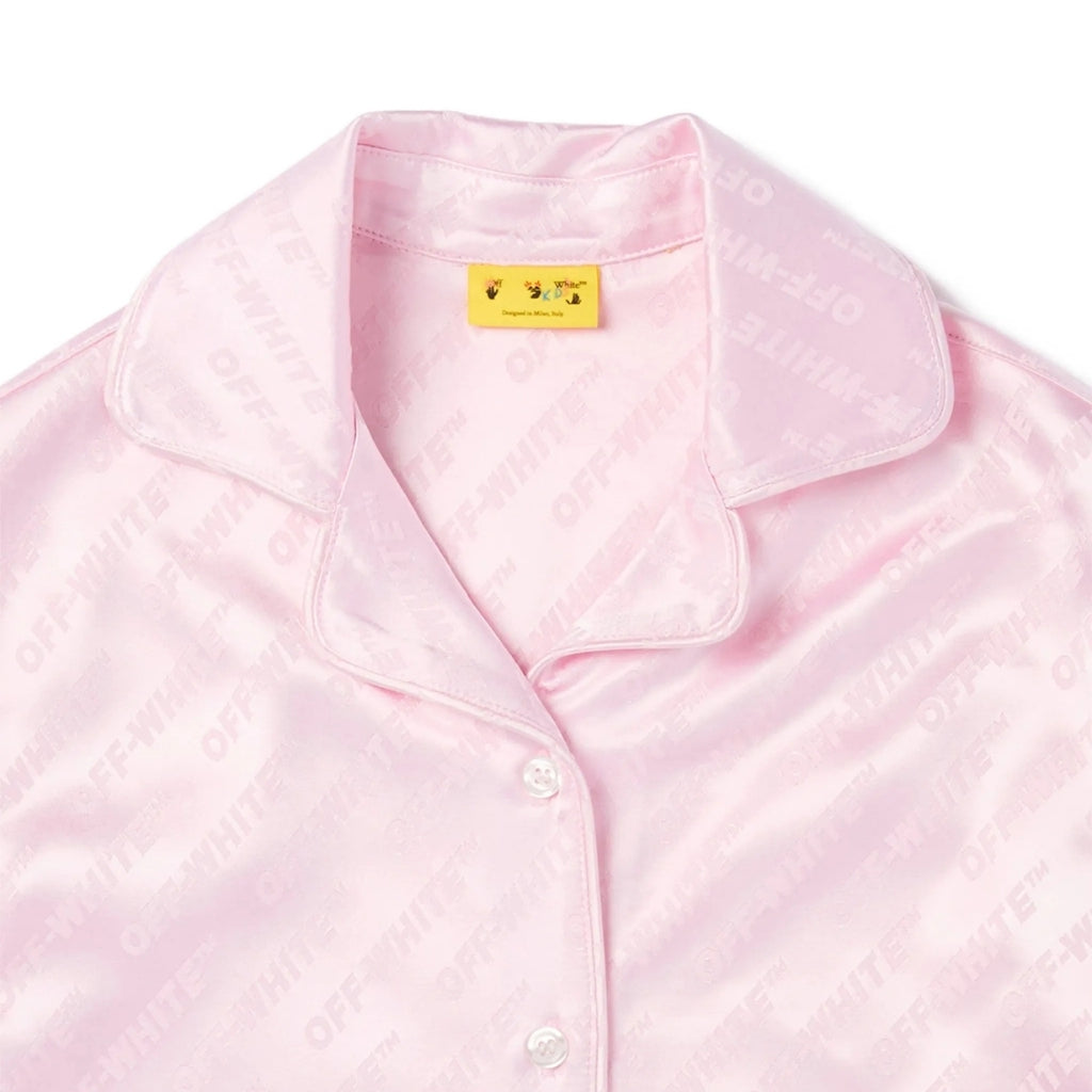 Off-White Kids Jacquard Off Satin Shirt S/S