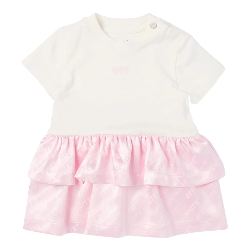 Off-White Kids Jacquard Off Satin Mix Dress S/S