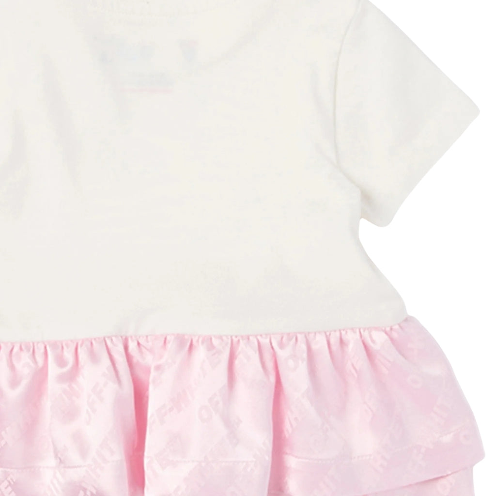 Off-White Kids Jacquard Off Satin Mix Dress S/S