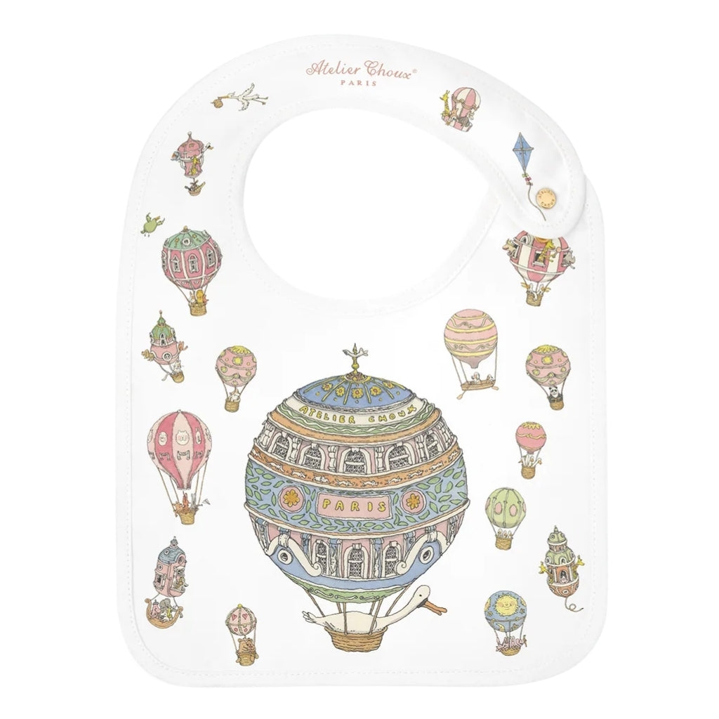 Atelier Choux Satin Bib - Hot Air Balloons