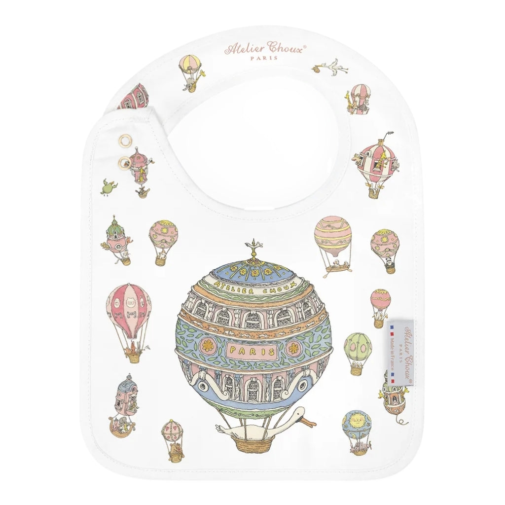 Atelier Choux Satin Bib - Hot Air Balloons