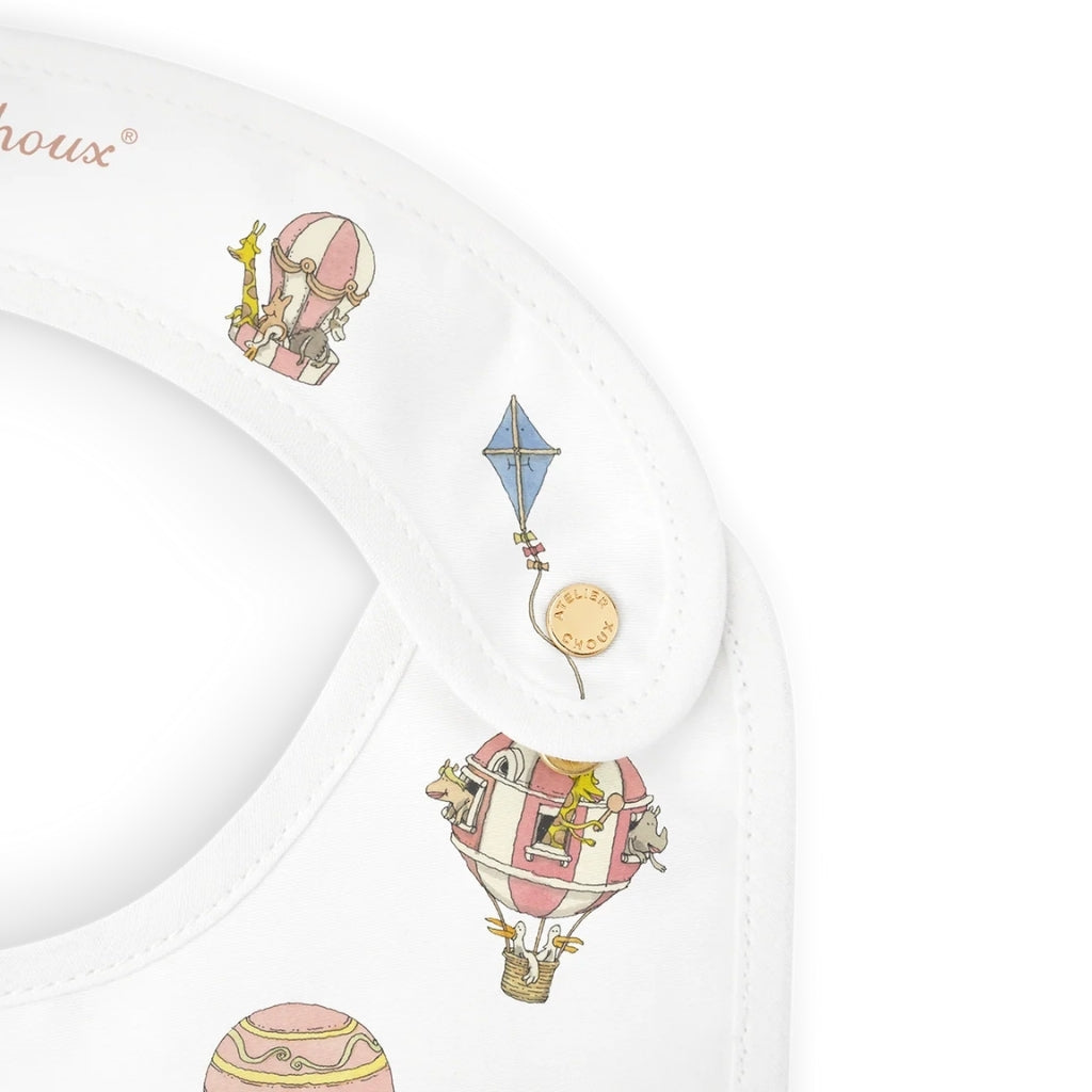 Atelier Choux Satin Bib - Hot Air Balloons
