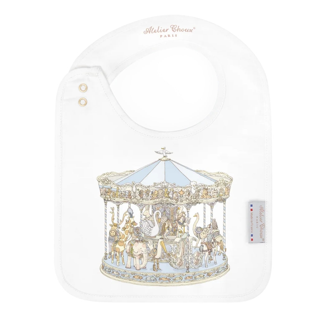 Atelier Choux Satin Bib - Carousel Blue