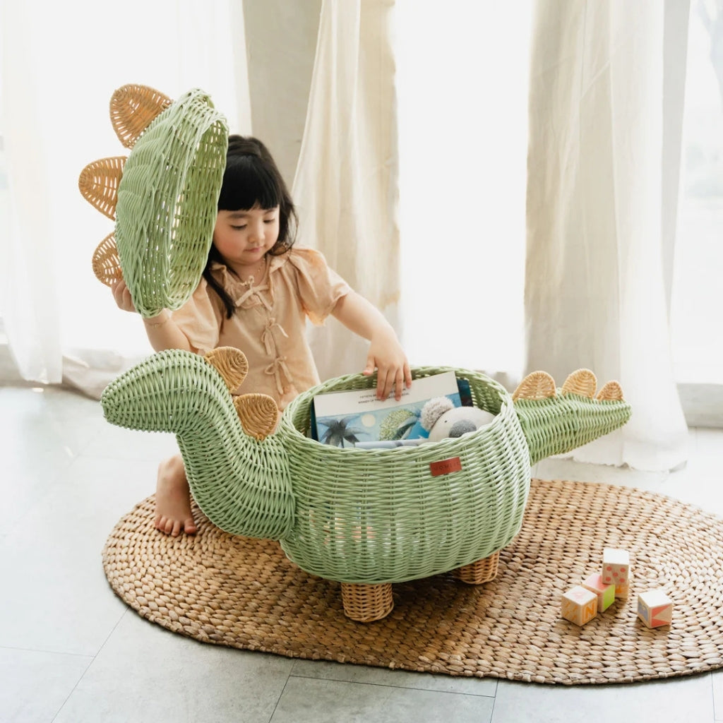 Momiji Dinosaur Basket Mint XL