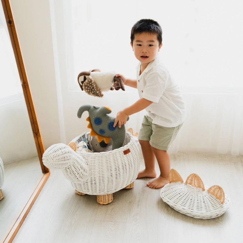 Momiji Dinosaur Basket White