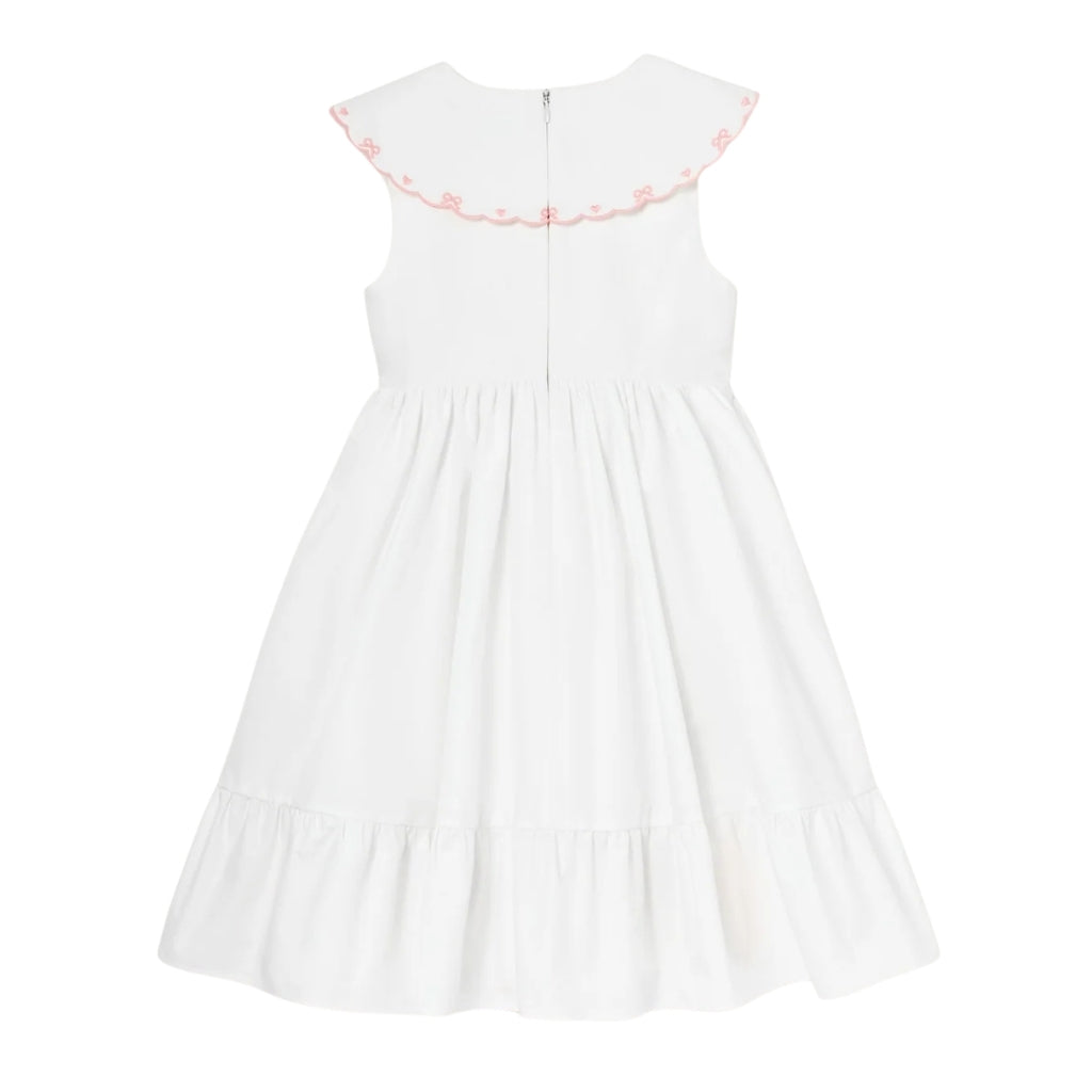 Self Portrait Kids White Cotton Bow Embroidered Dress