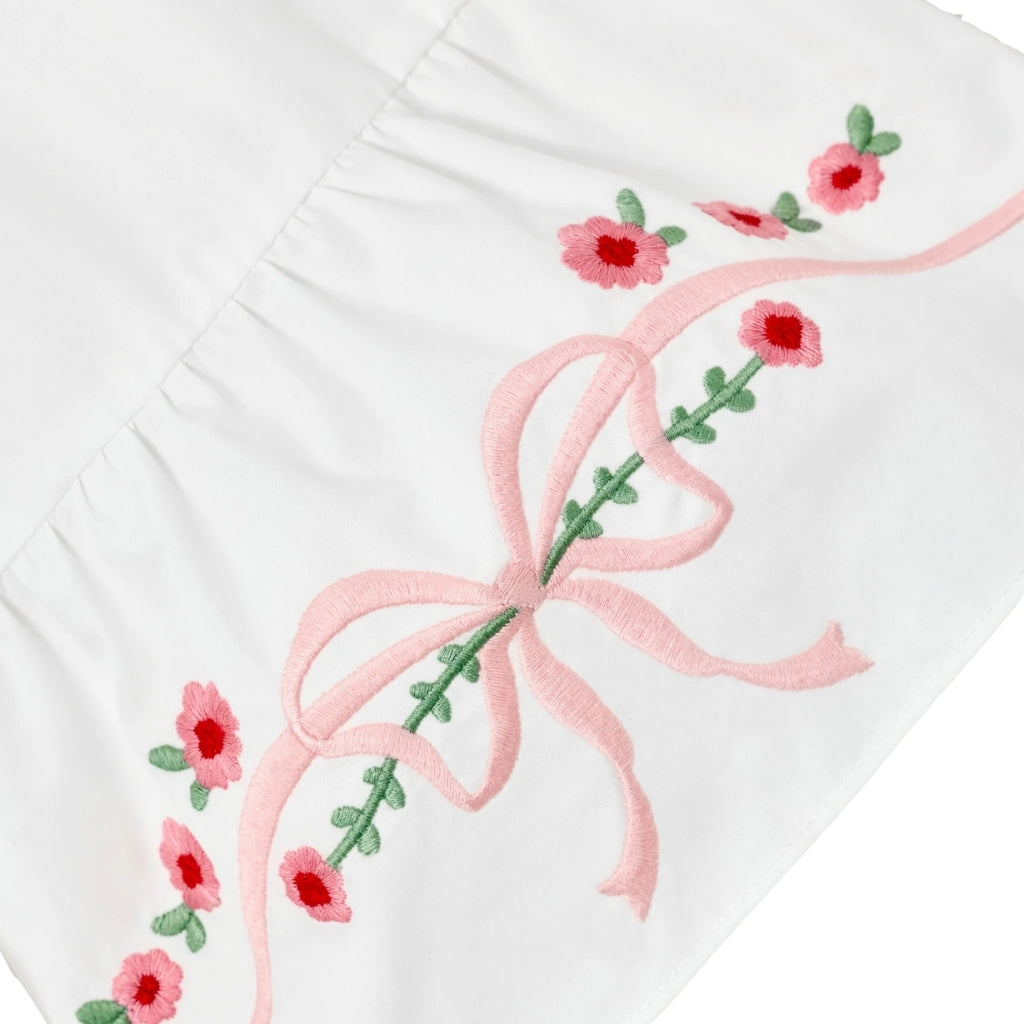 Self Portrait Kids White Cotton Bow Embroidered Dress