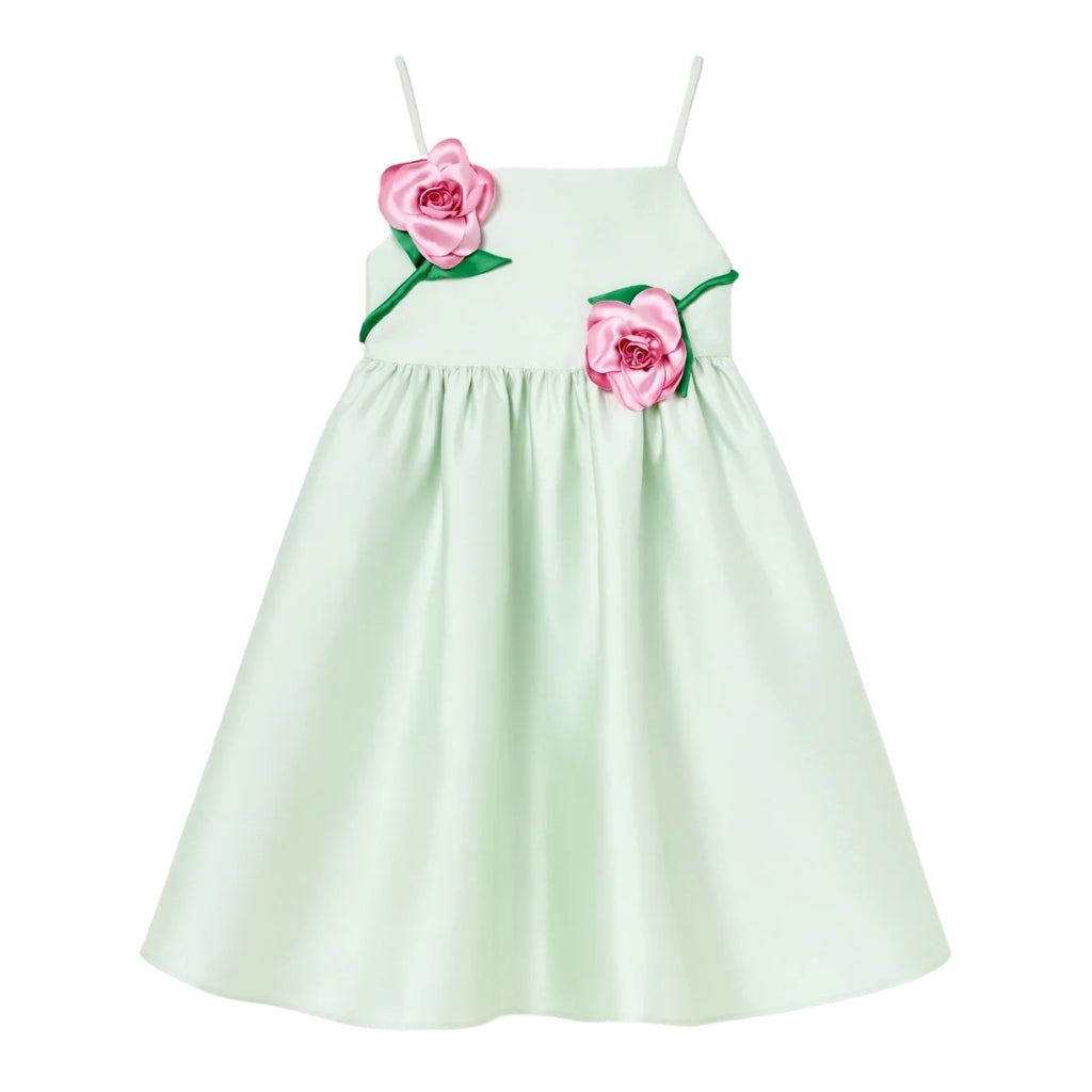 Self Portrait Kids Mint Taffeta 3D Flower Dress