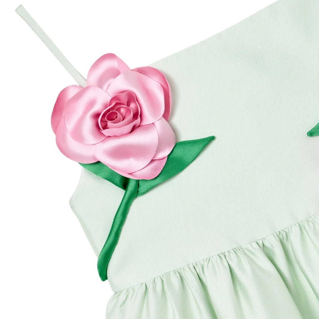 Self Portrait Kids Mint Taffeta 3D Flower Dress