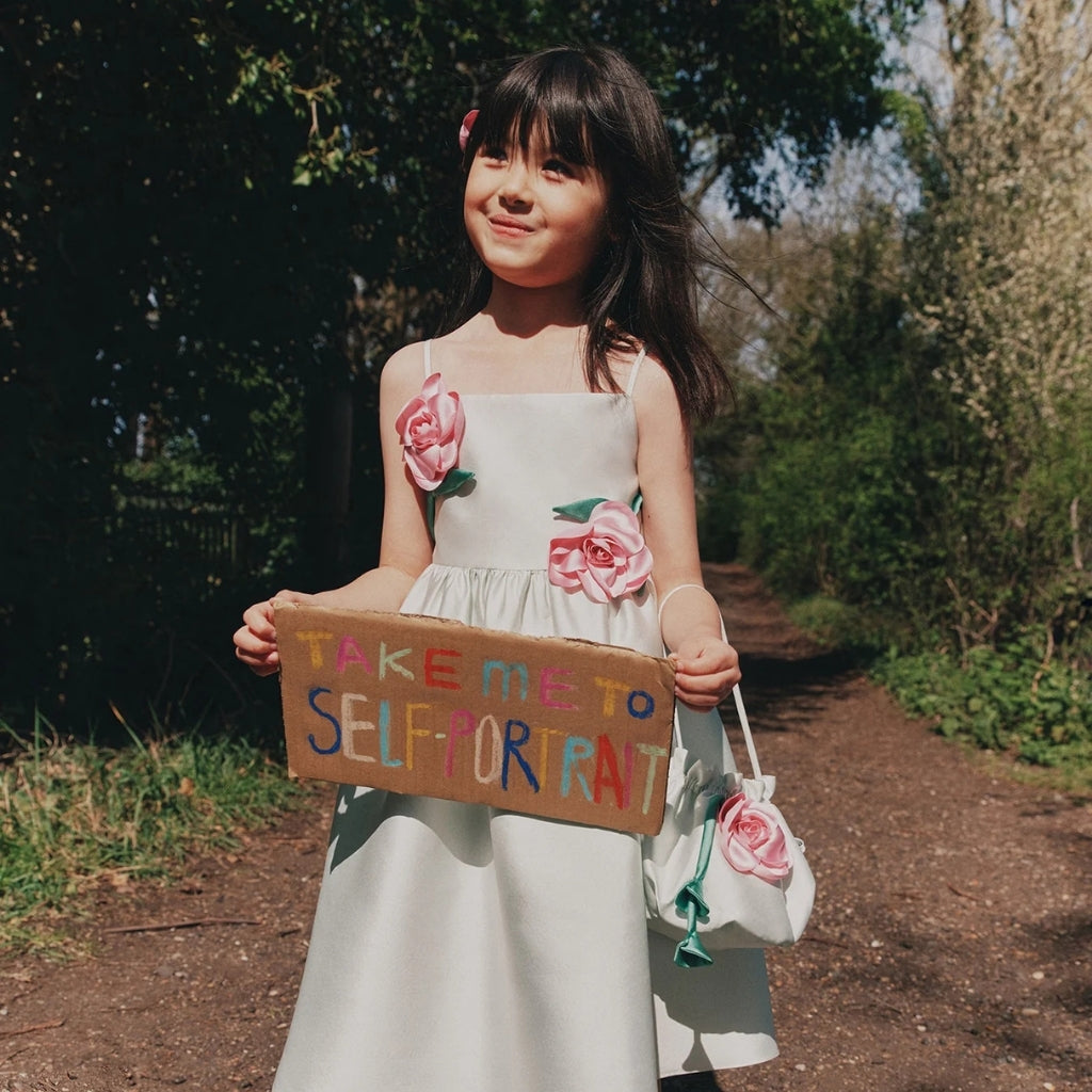 Self Portrait Kids Mint Taffeta 3D Flower Dress