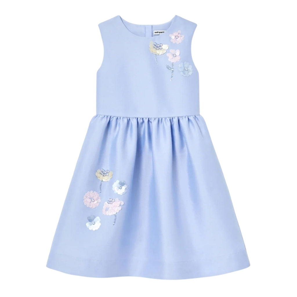 Self Portrait Kids Blue Taffeta Sequin Embellished Dress