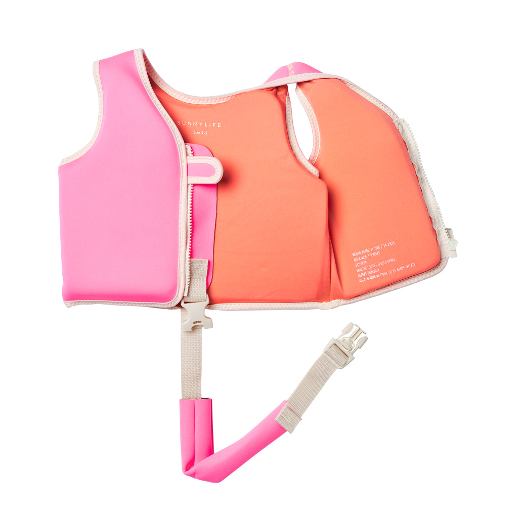 SUNNYLiFE Float Vest 1-2 Poppy the Peach Neon Pink