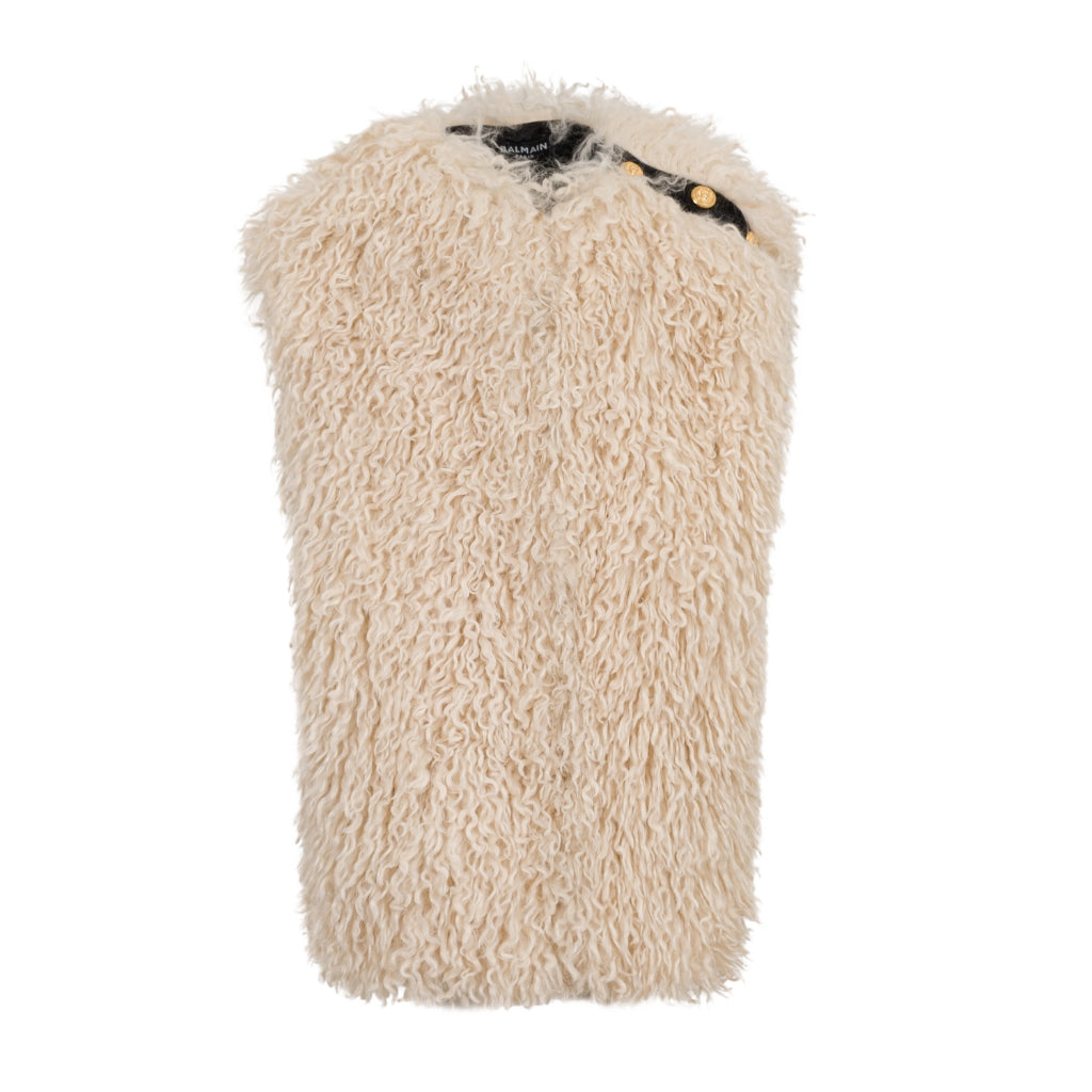 Balmain Kids Faux Shearling Gilet
