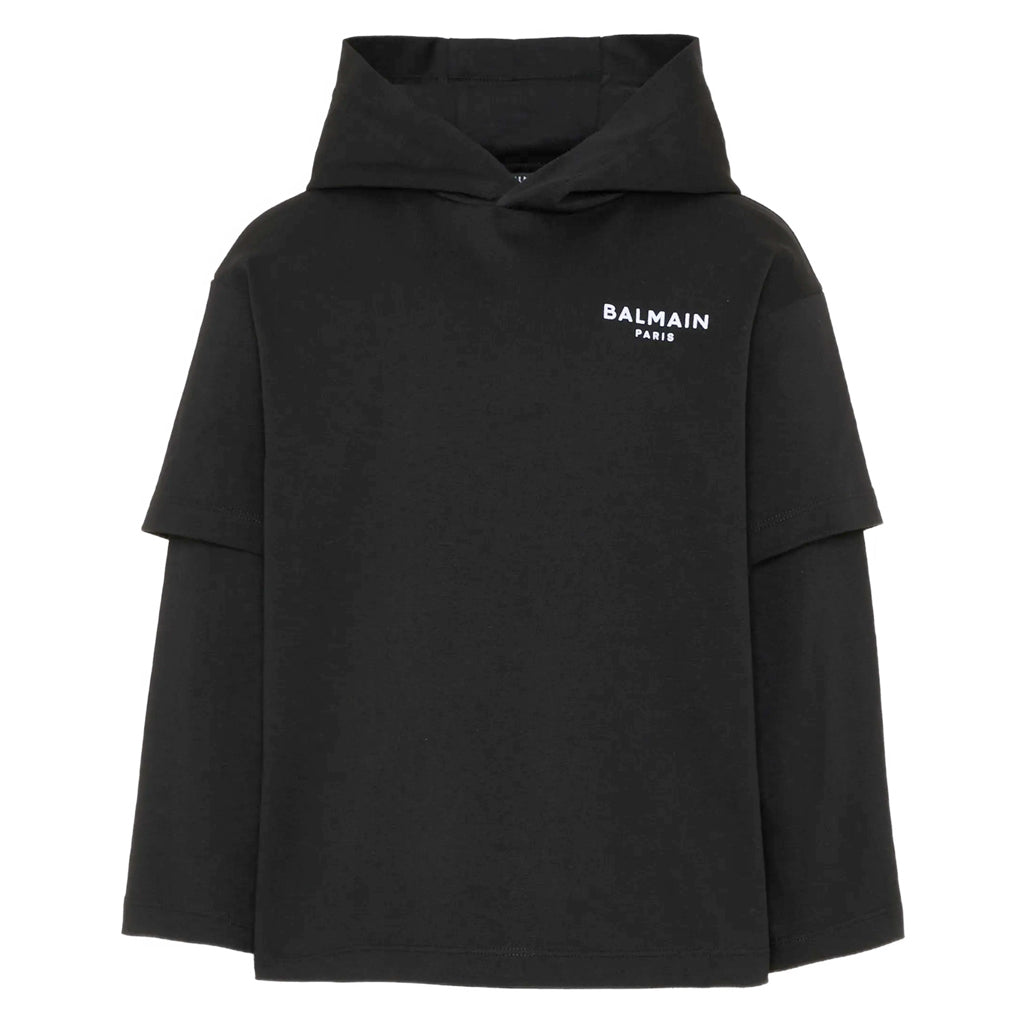 Balmain Kids Hooded Logo Top