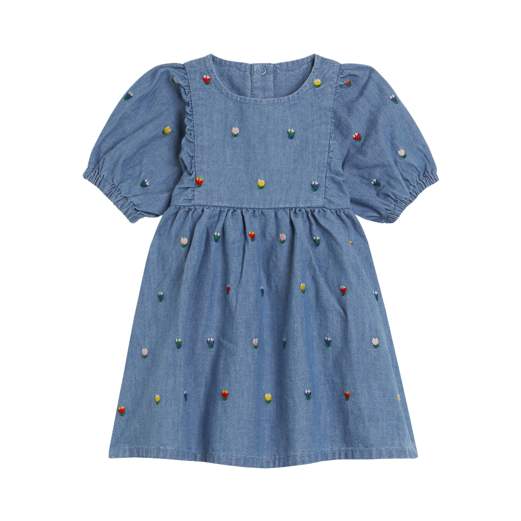 Stella McCartney Kids Mini Tulip Embroidered Woven Dress