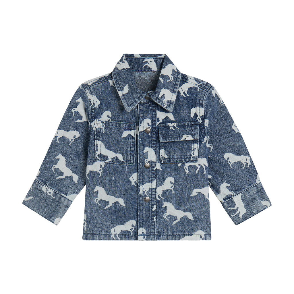 Stella McCartney Kids Denim Horse Print Shirt