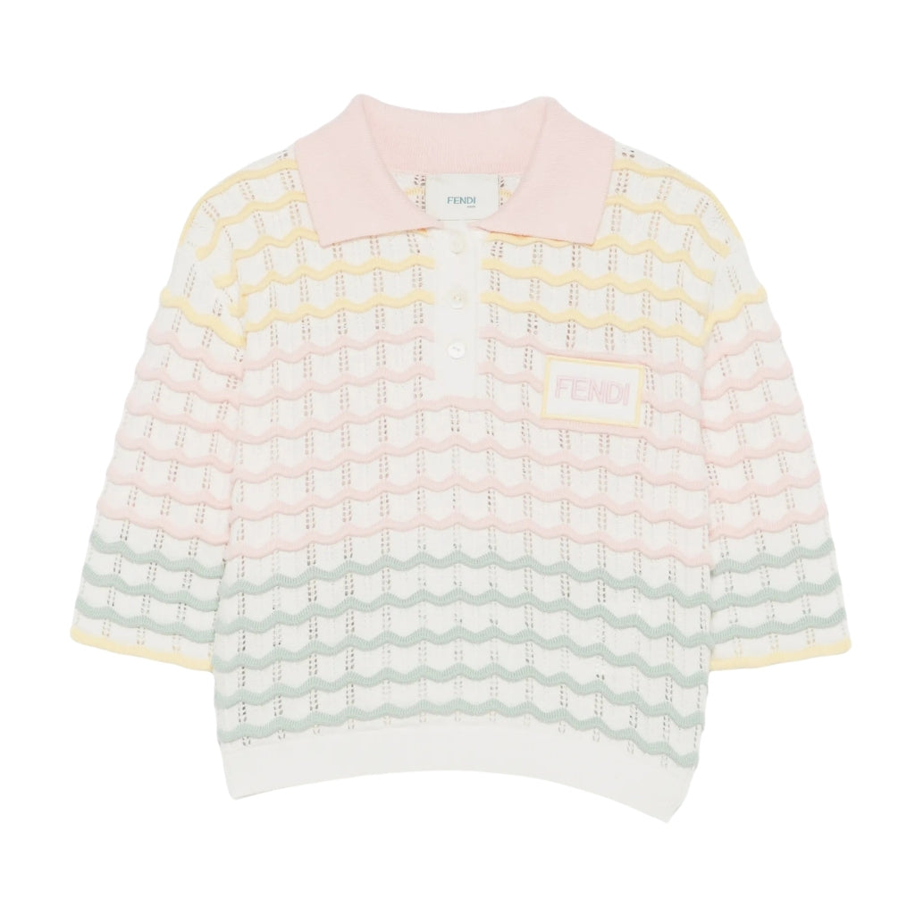 Fendi Kids Knit Polo Shirt Cardigan