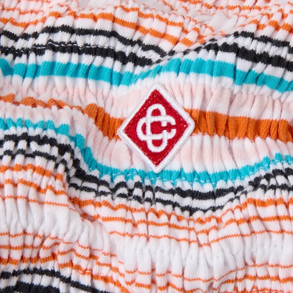 Casablanca Kids Stripe Shirred Polo Top